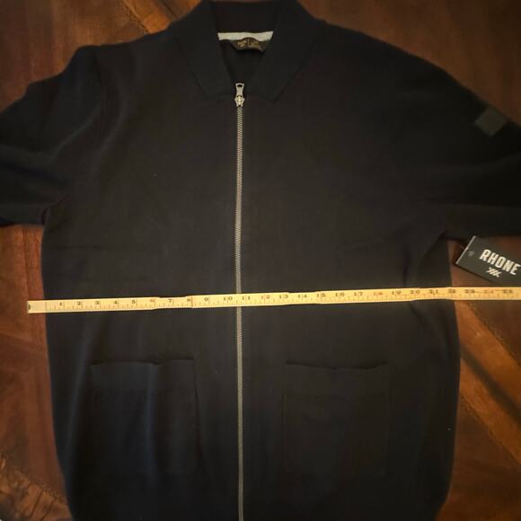 NEW w/tags Rhône Men’s Navigator Knit Bomber Large Black Full Zip Jacket Sweater - Picture 8 of 11
